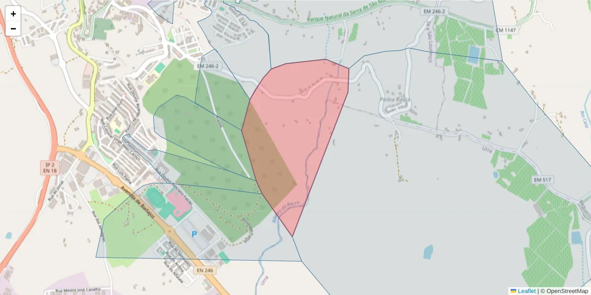 Mapa detalhado do código postal 7300-546 com limites, códigos postais vizinhos e agências dos correios