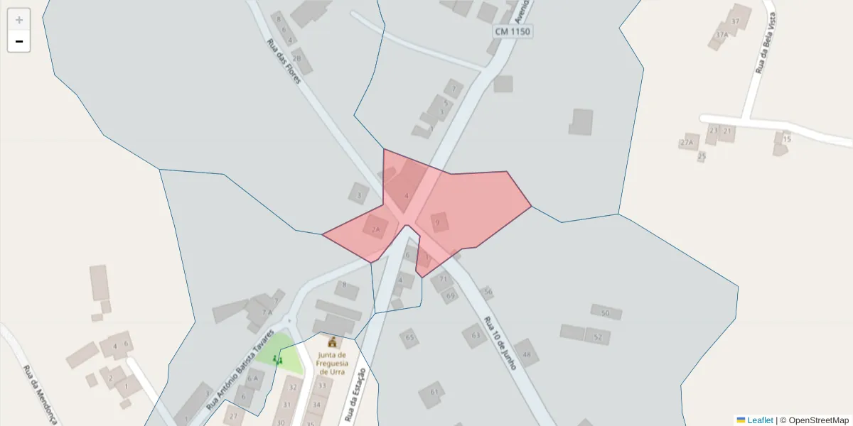 Mapa detalhado do código postal 7300-588 com limites, códigos postais vizinhos e agências dos correios