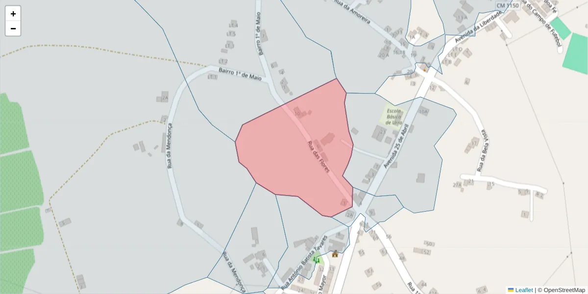 Mapa detalhado do código postal 7300-600 com limites, códigos postais vizinhos e agências dos correios