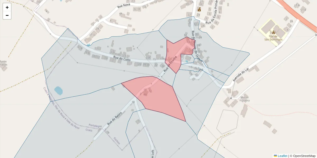 Mapa detalhado do código postal 7300-662 com limites, códigos postais vizinhos e agências dos correios