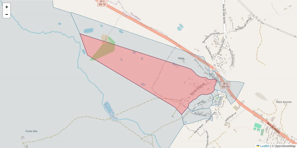 Mapa detalhado do código postal 7300-667 com limites, códigos postais vizinhos e agências dos correios