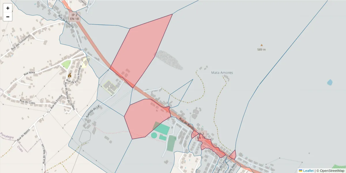 Mapa detalhado do código postal 7300-669 com limites, códigos postais vizinhos e agências dos correios