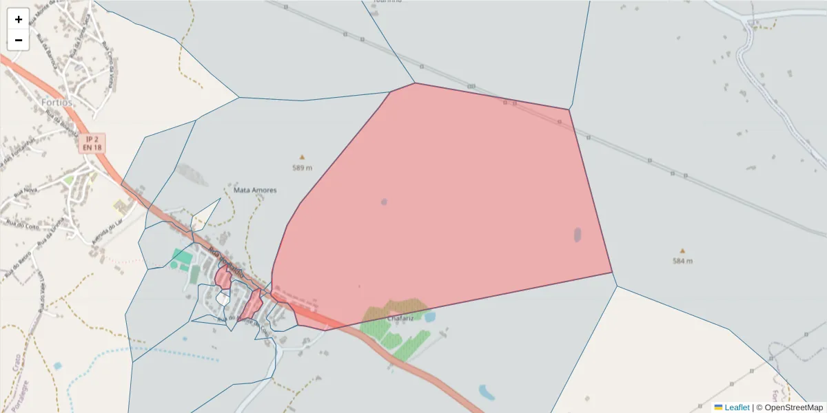 Mapa detalhado do código postal 7300-681 com limites, códigos postais vizinhos e agências dos correios