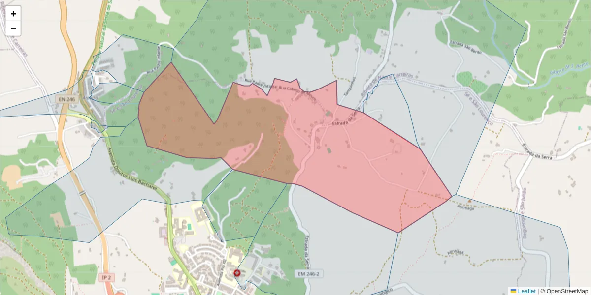 Mapa detalhado do código postal 7300-876 com limites, códigos postais vizinhos e agências dos correios