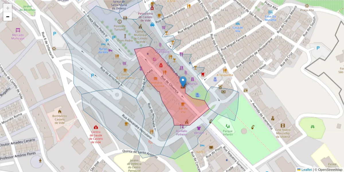 Mapa detalhado do código postal 7320-134 com limites, códigos postais vizinhos e agências dos correios