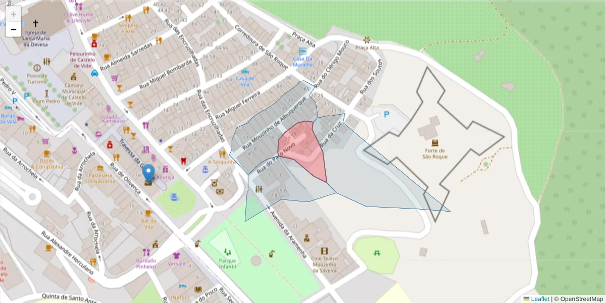 Mapa detalhado do código postal 7320-136 com limites, códigos postais vizinhos e agências dos correios