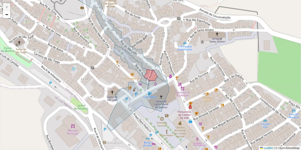 Mapa detalhado do código postal 7320-140 com limites, códigos postais vizinhos e agências dos correios