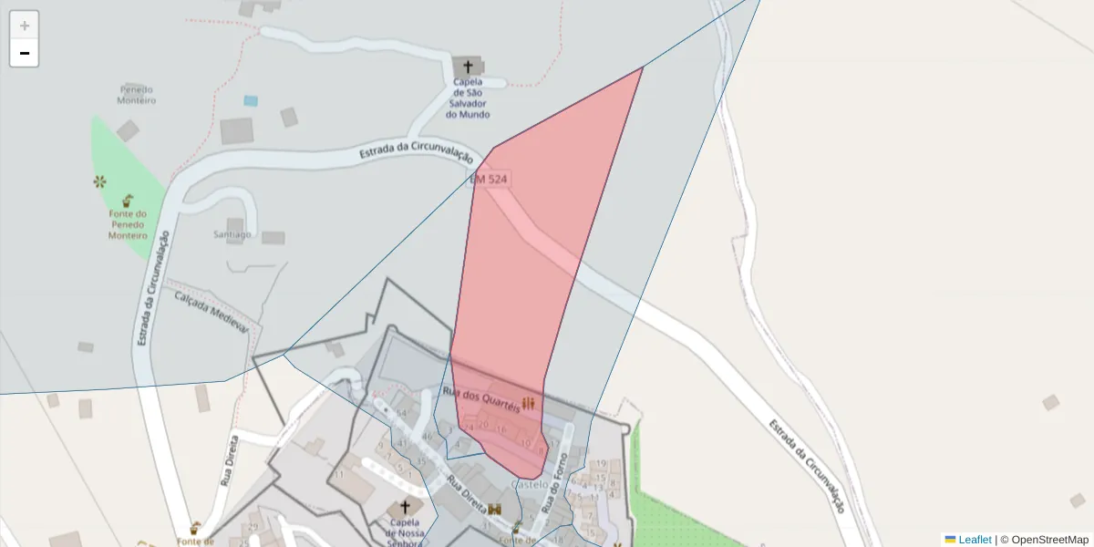 Mapa detalhado do código postal 7320-172 com limites, códigos postais vizinhos e agências dos correios