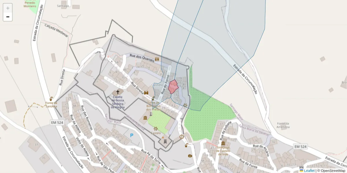 Mapa detalhado do código postal 7320-184 com limites, códigos postais vizinhos e agências dos correios