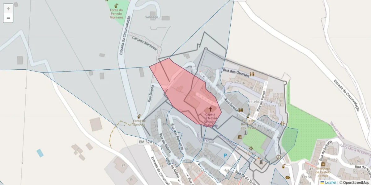 Mapa detalhado do código postal 7320-188 com limites, códigos postais vizinhos e agências dos correios