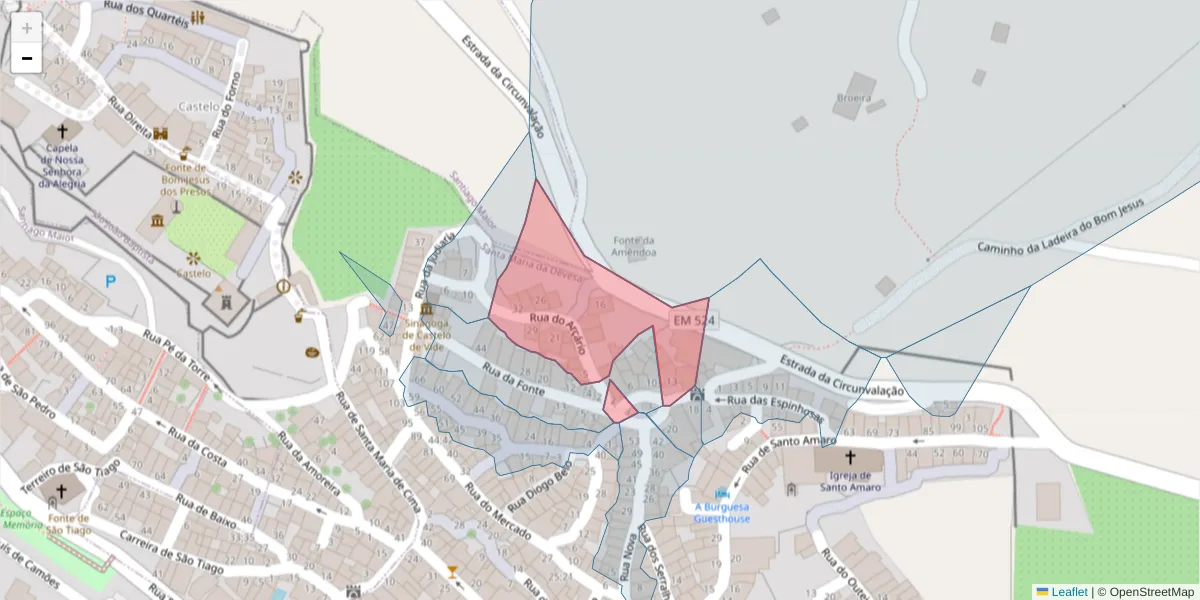 Mapa detalhado do código postal 7320-193 com limites, códigos postais vizinhos e agências dos correios