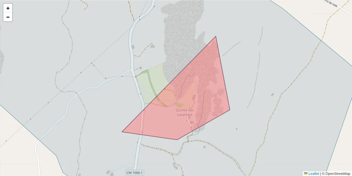 Mapa detalhado do código postal 7320-423 com limites, códigos postais vizinhos e agências dos correios