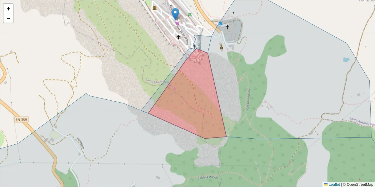 Mapa detalhado do código postal 7330-105 com limites, códigos postais vizinhos e agências dos correios