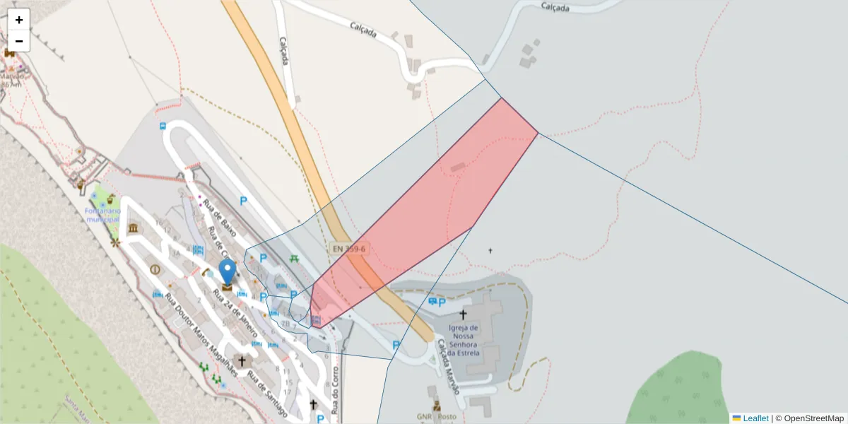 Mapa detalhado do código postal 7330-120 com limites, códigos postais vizinhos e agências dos correios