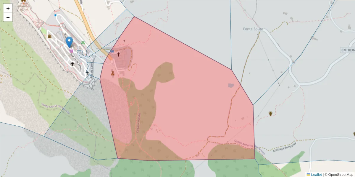 Mapa detalhado do código postal 7330-154 com limites, códigos postais vizinhos e agências dos correios