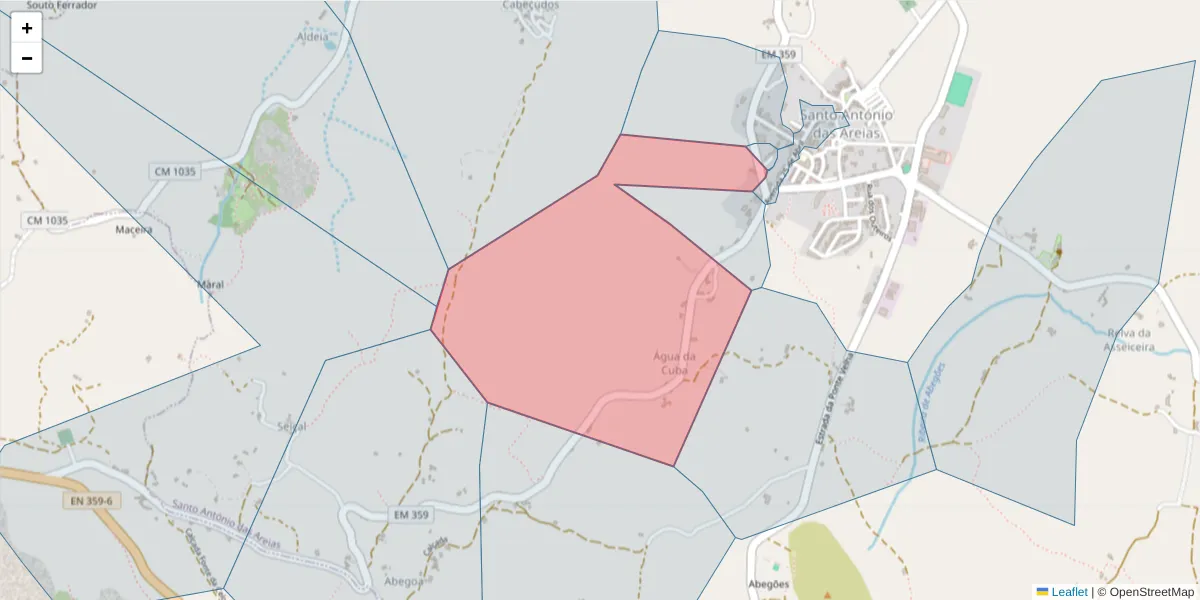 Mapa detalhado do código postal 7330-203 com limites, códigos postais vizinhos e agências dos correios