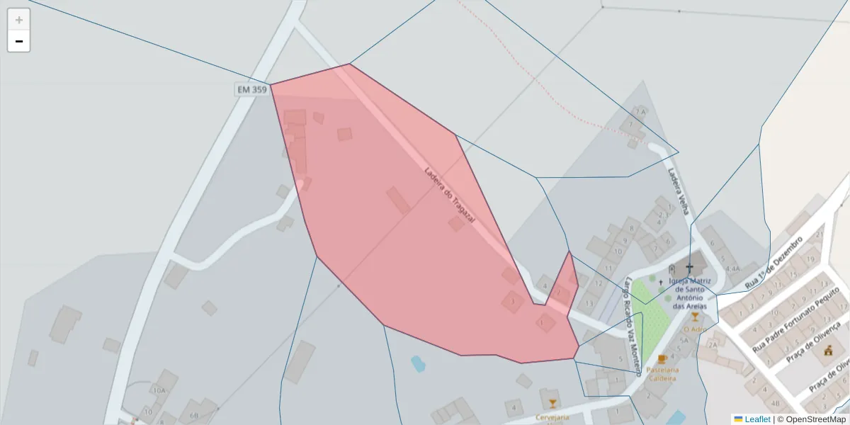 Mapa detalhado do código postal 7330-223 com limites, códigos postais vizinhos e agências dos correios