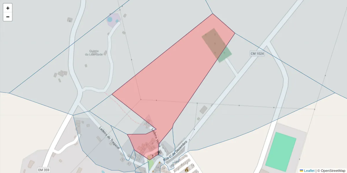 Mapa detalhado do código postal 7330-258 com limites, códigos postais vizinhos e agências dos correios