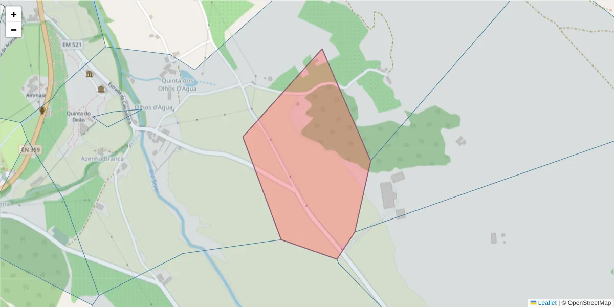 Mapa detalhado do código postal 7330-303 com limites, códigos postais vizinhos e agências dos correios