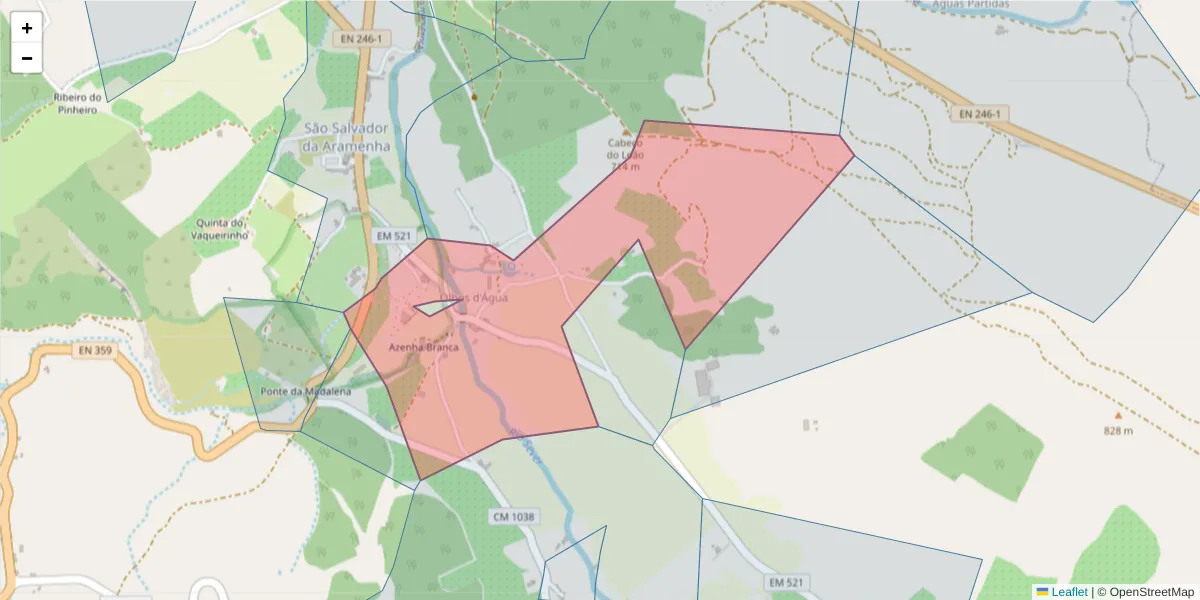 Mapa detalhado do código postal 7330-318 com limites, códigos postais vizinhos e agências dos correios