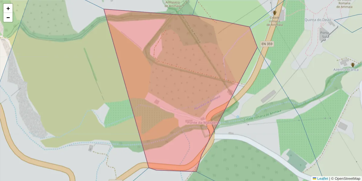Mapa detalhado do código postal 7330-327 com limites, códigos postais vizinhos e agências dos correios