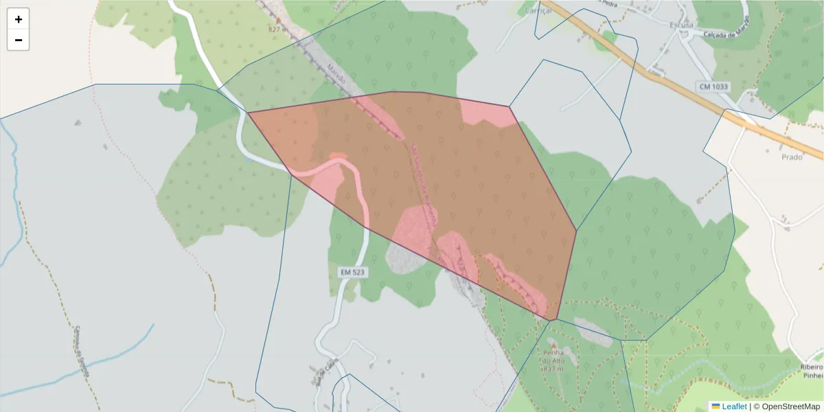 Mapa detalhado do código postal 7330-334 com limites, códigos postais vizinhos e agências dos correios