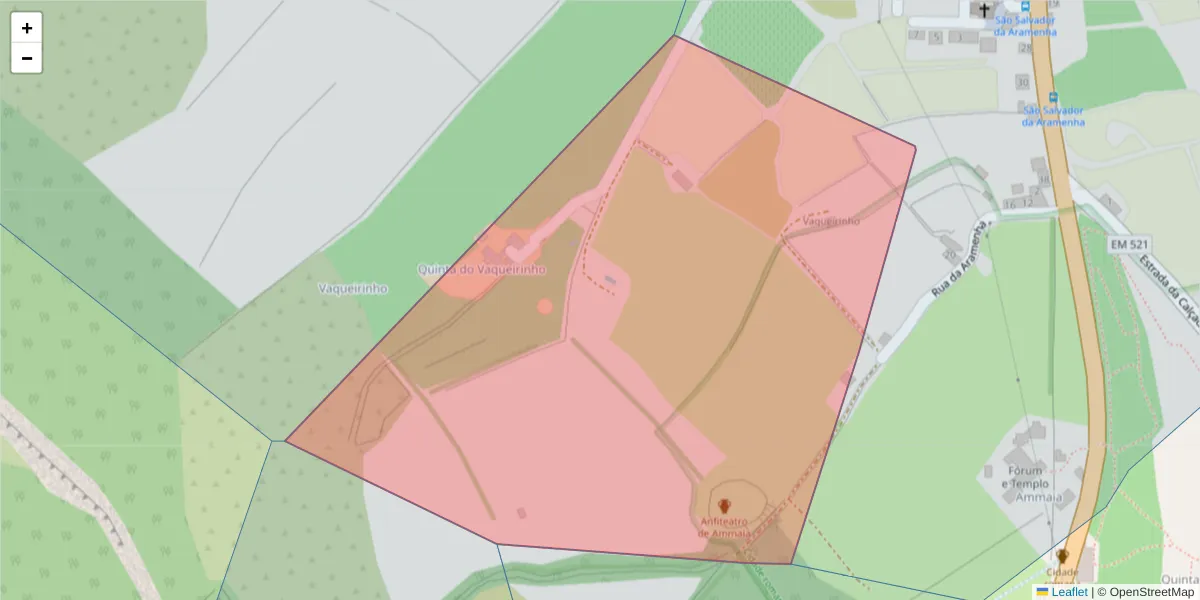 Mapa detalhado do código postal 7330-346 com limites, códigos postais vizinhos e agências dos correios