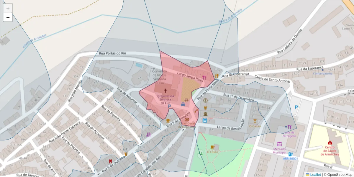 Mapa detalhado do código postal 7340-009 com limites, códigos postais vizinhos e agências dos correios