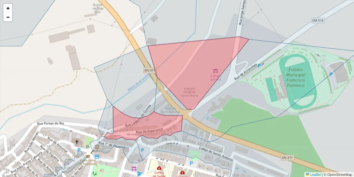 Mapa detalhado do código postal 7340-015 com limites, códigos postais vizinhos e agências dos correios