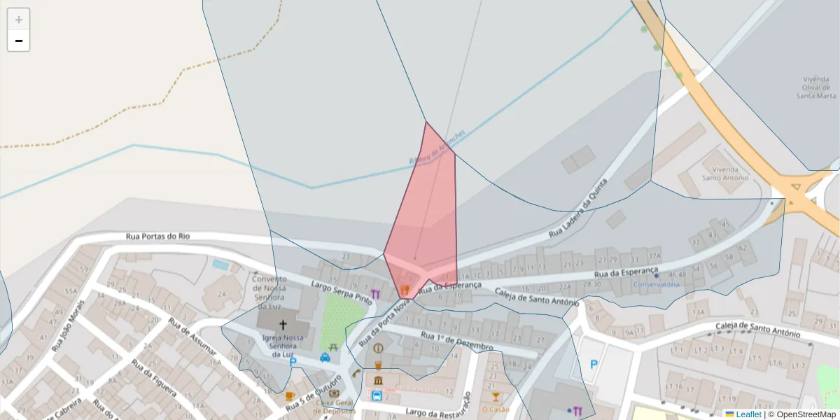 Mapa detalhado do código postal 7340-017 com limites, códigos postais vizinhos e agências dos correios
