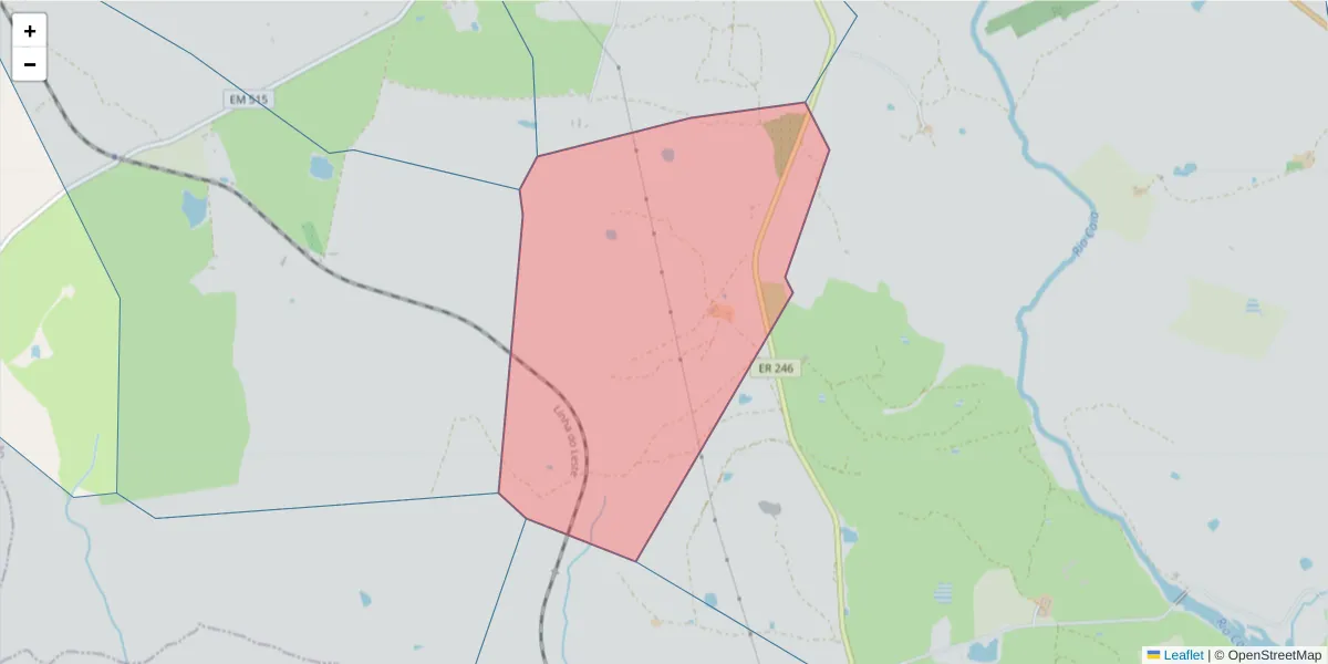 Mapa detalhado do código postal 7340-059 com limites, códigos postais vizinhos e agências dos correios