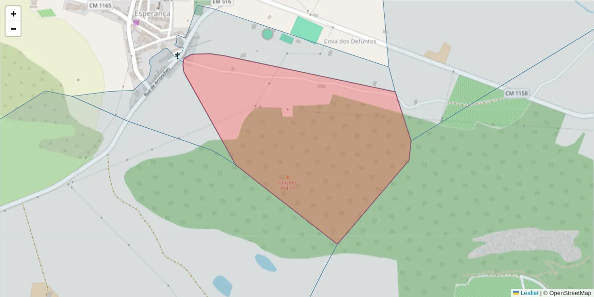 Mapa detalhado do código postal 7340-141 com limites, códigos postais vizinhos e agências dos correios
