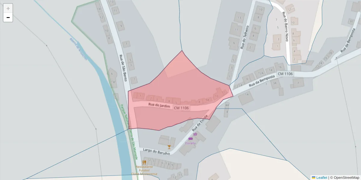 Mapa detalhado do código postal 7340-216 com limites, códigos postais vizinhos e agências dos correios