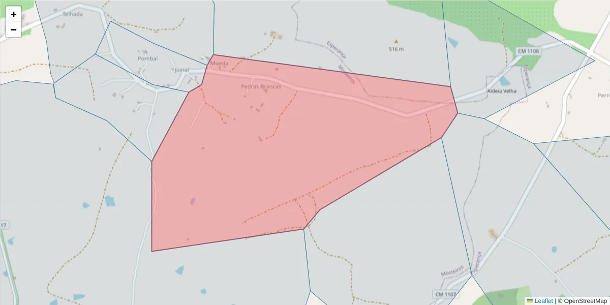 Mapa detalhado do código postal 7340-224 com limites, códigos postais vizinhos e agências dos correios