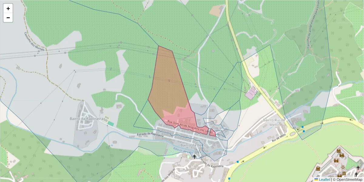 Mapa detalhado do código postal 7350-066 com limites, códigos postais vizinhos e agências dos correios