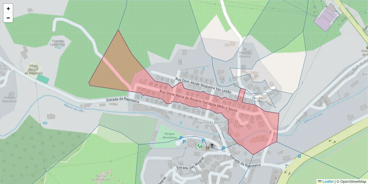 Mapa detalhado do código postal 7350-079 com limites, códigos postais vizinhos e agências dos correios