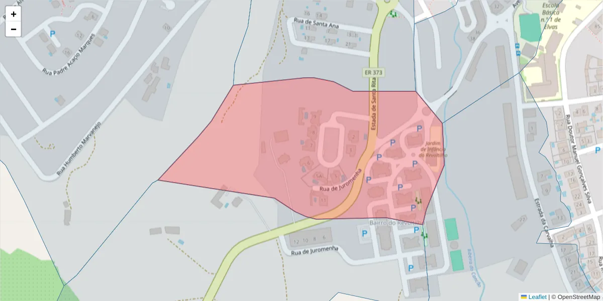 Mapa detalhado do código postal 7350-124 com limites, códigos postais vizinhos e agências dos correios