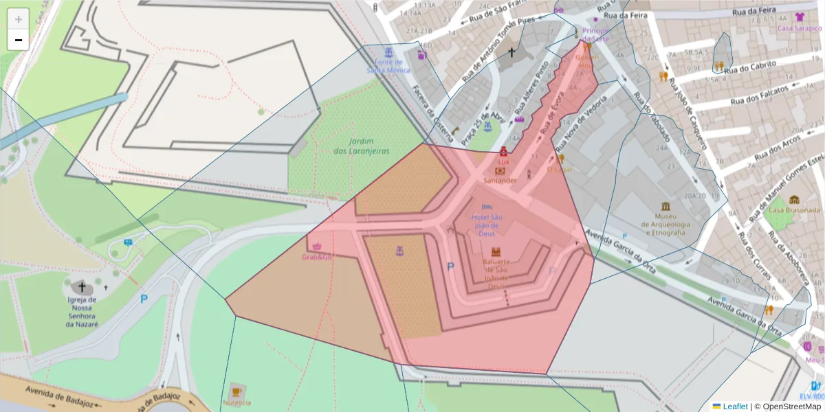 Mapa detalhado do código postal 7350-153 com limites, códigos postais vizinhos e agências dos correios