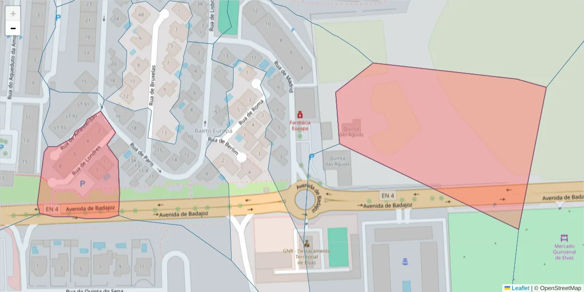 Mapa detalhado do código postal 7350-155 com limites, códigos postais vizinhos e agências dos correios