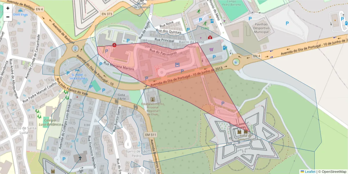 Mapa detalhado do código postal 7350-169 com limites, códigos postais vizinhos e agências dos correios