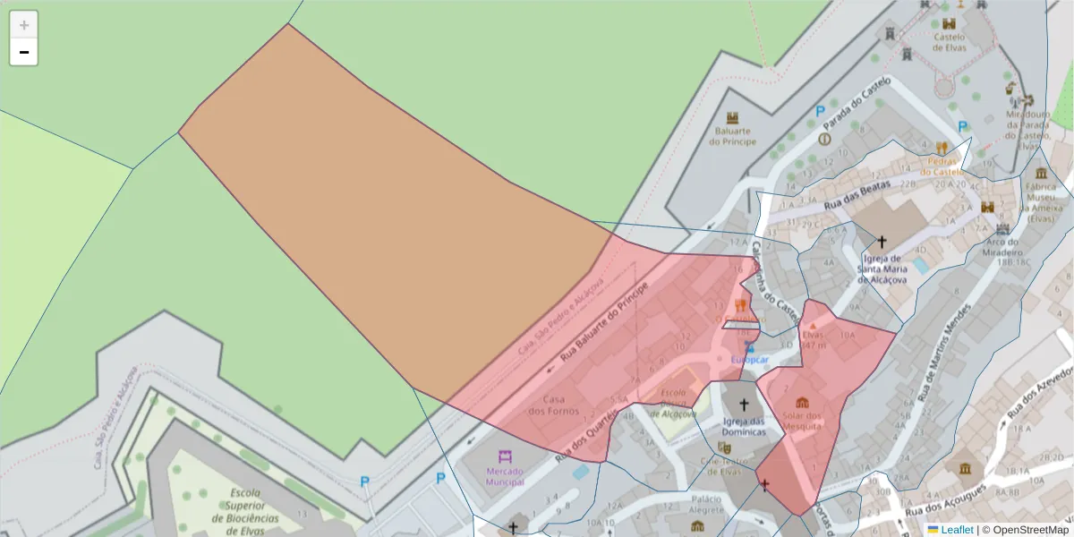 Mapa detalhado do código postal 7350-178 com limites, códigos postais vizinhos e agências dos correios