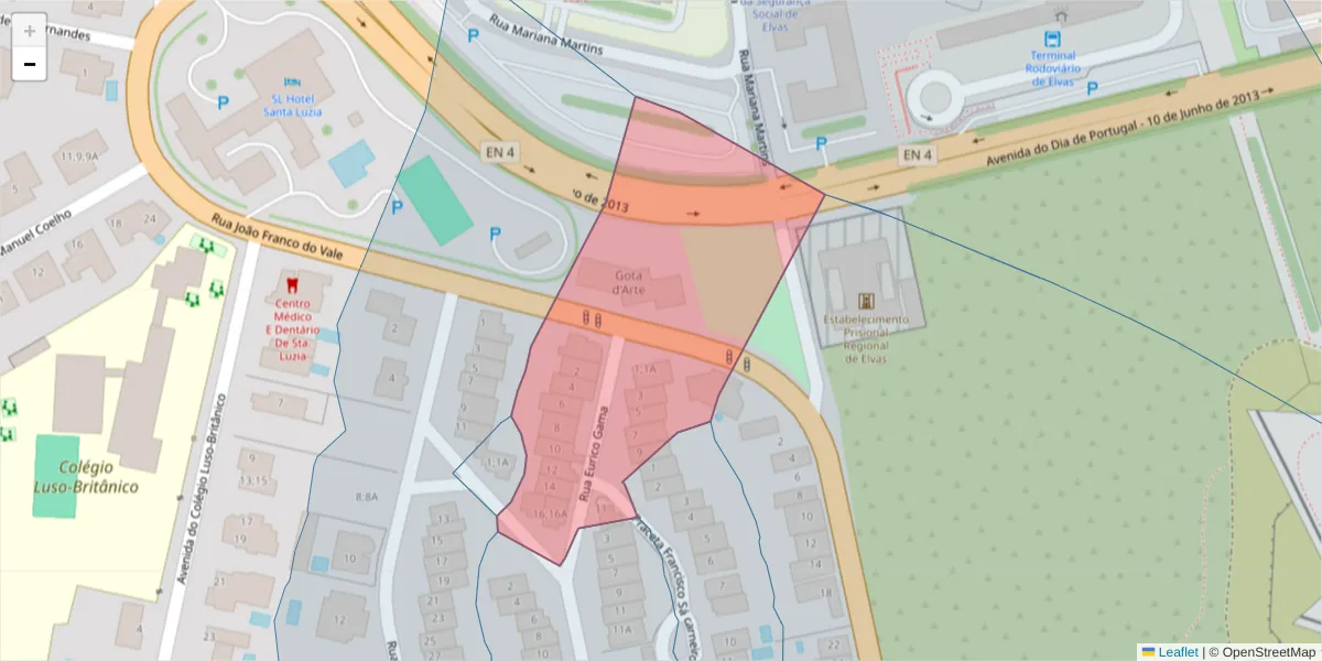 Mapa detalhado do código postal 7350-189 com limites, códigos postais vizinhos e agências dos correios