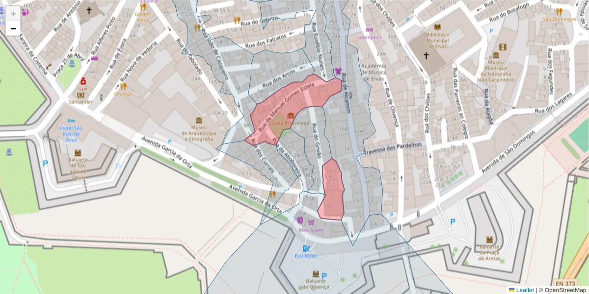 Mapa detalhado do código postal 7350-197 com limites, códigos postais vizinhos e agências dos correios