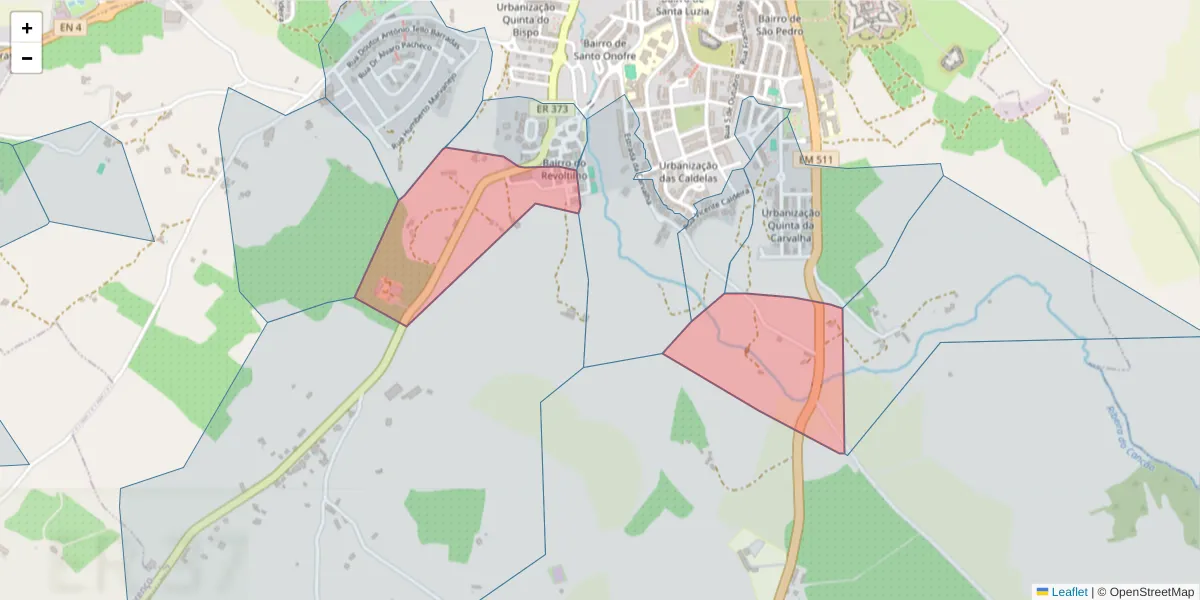 Mapa detalhado do código postal 7350-214 com limites, códigos postais vizinhos e agências dos correios