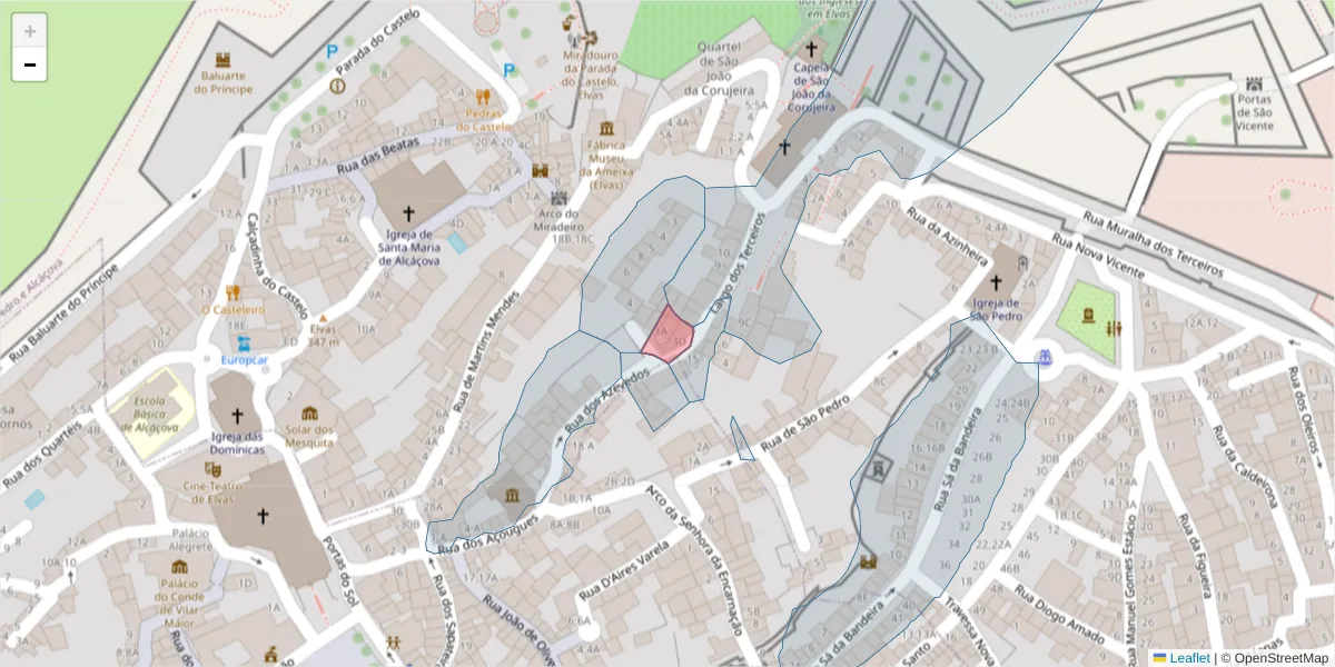 Mapa detalhado do código postal 7350-222;7350-266 com limites, códigos postais vizinhos e agências dos correios