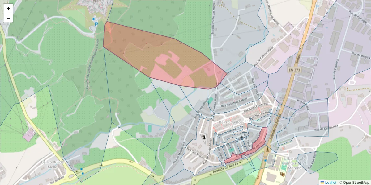 Mapa detalhado do código postal 7350-275 com limites, códigos postais vizinhos e agências dos correios