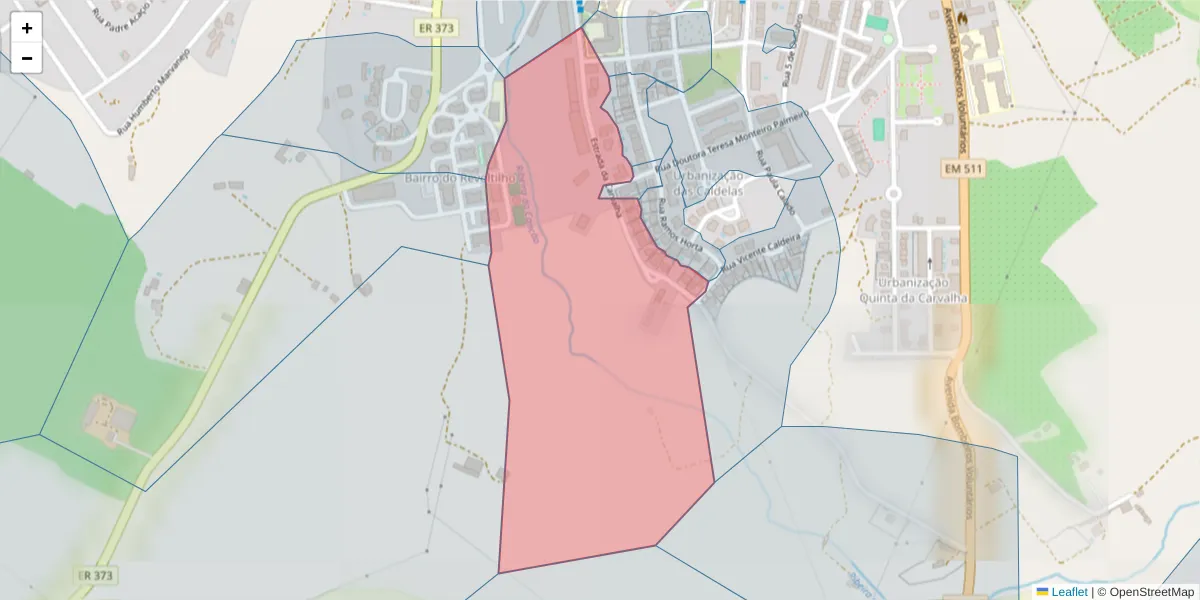 Mapa detalhado do código postal 7350-313 com limites, códigos postais vizinhos e agências dos correios
