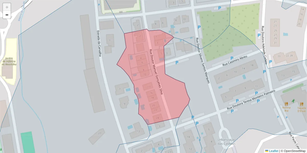 Mapa detalhado do código postal 7350-317 com limites, códigos postais vizinhos e agências dos correios