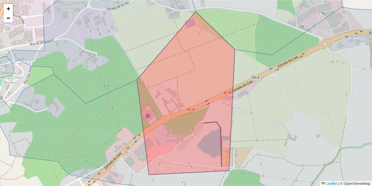 Mapa detalhado do código postal 7350-441 com limites, códigos postais vizinhos e agências dos correios