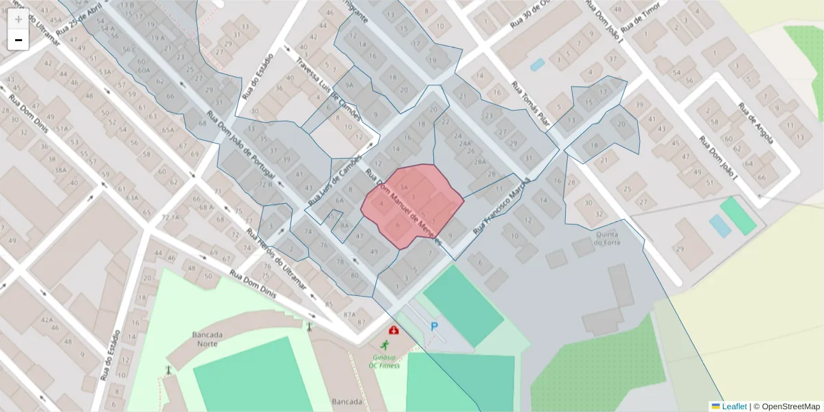 Mapa detalhado do código postal 7370-019 com limites, códigos postais vizinhos e agências dos correios